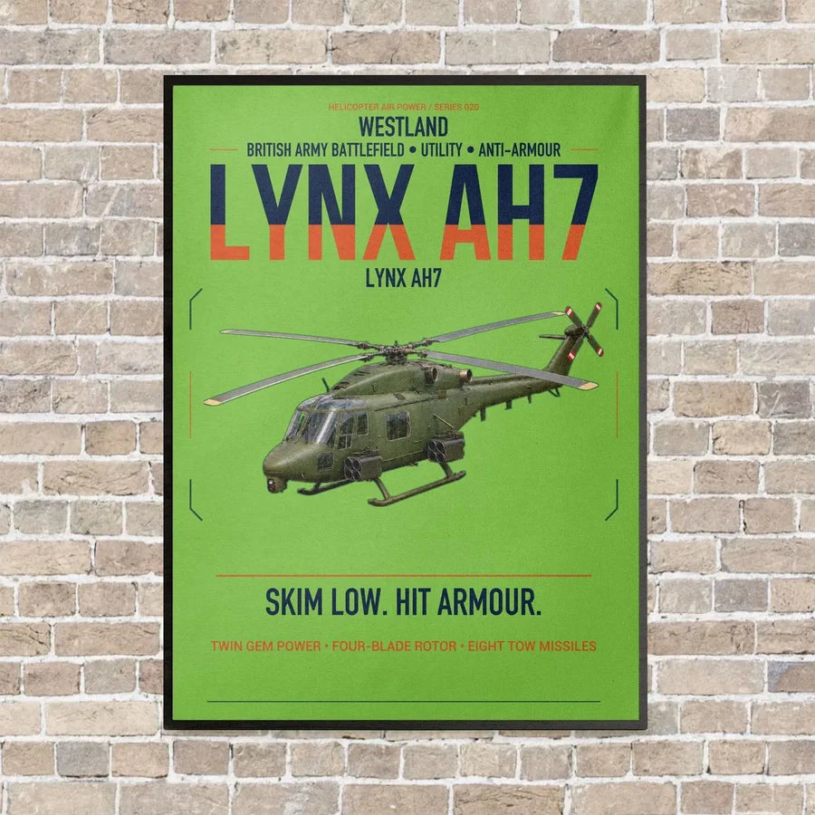 Westland Lynx AH7 vertical canvas print - framed - light green background