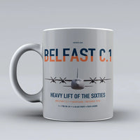 Thumbnail for Short Belfast C.1 design on light gray ceramic mug, double-side print