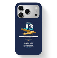 Thumbnail for Piper J-3 Cub design on navy blue magsafe iphone case, for iPhone 17 Pro