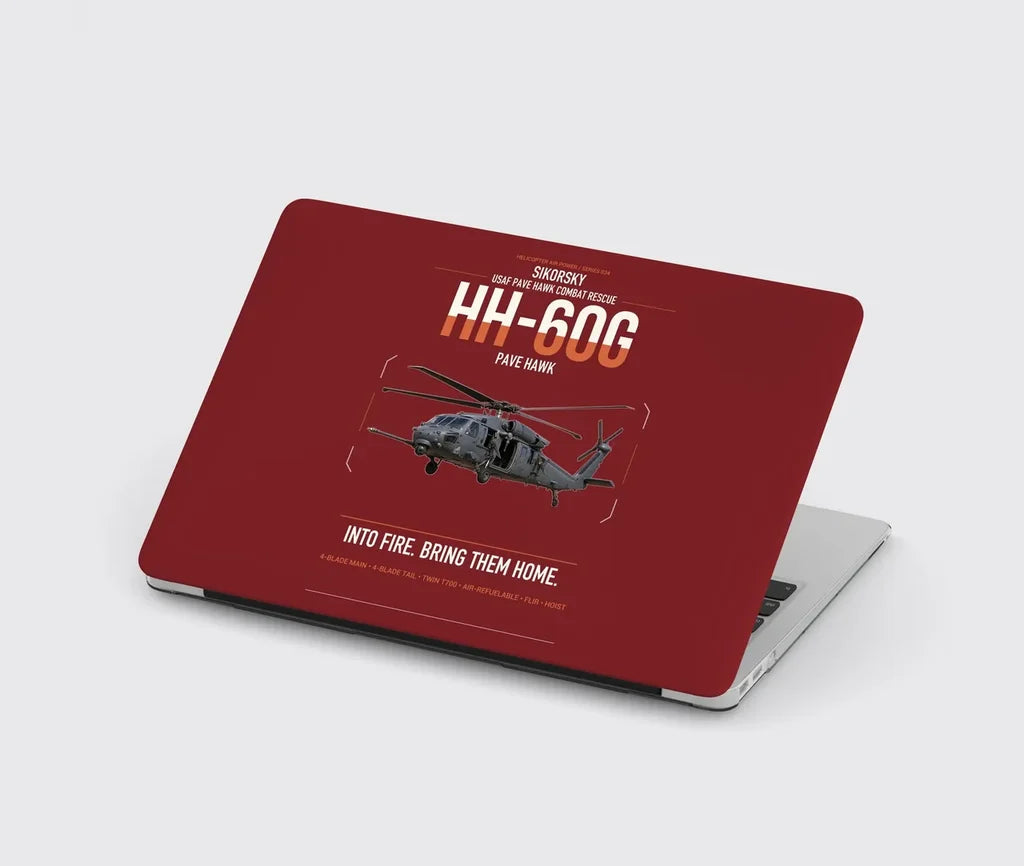 Sikorsky HH-60G Pave Hawk design on dark red MacBook case