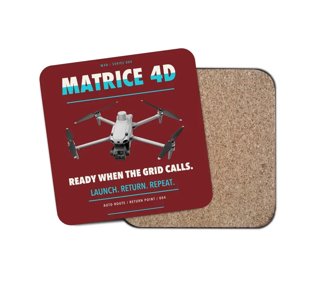 DJI Matrice 4D design on dark red 1 piece coaster