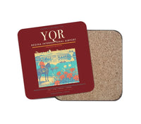 Thumbnail for Regina International Airport (YQR) design on dark red 1 piece coaster