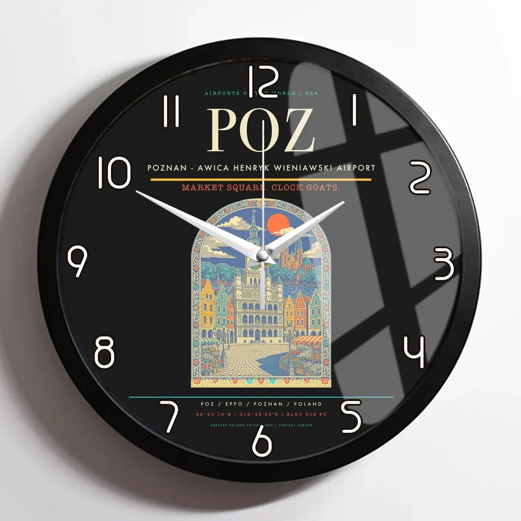 Poznan - awica Henryk Wieniawski Airport POZ Wall-Clock Framed - Black