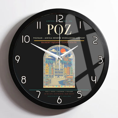 Poznan - awica Henryk Wieniawski Airport POZ Wall-Clock Framed - Black