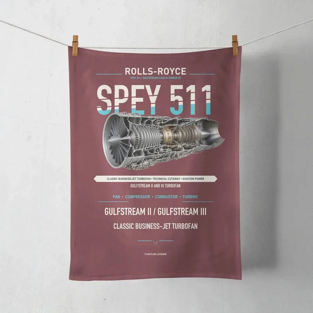 SPEY 511 design on dark red towel