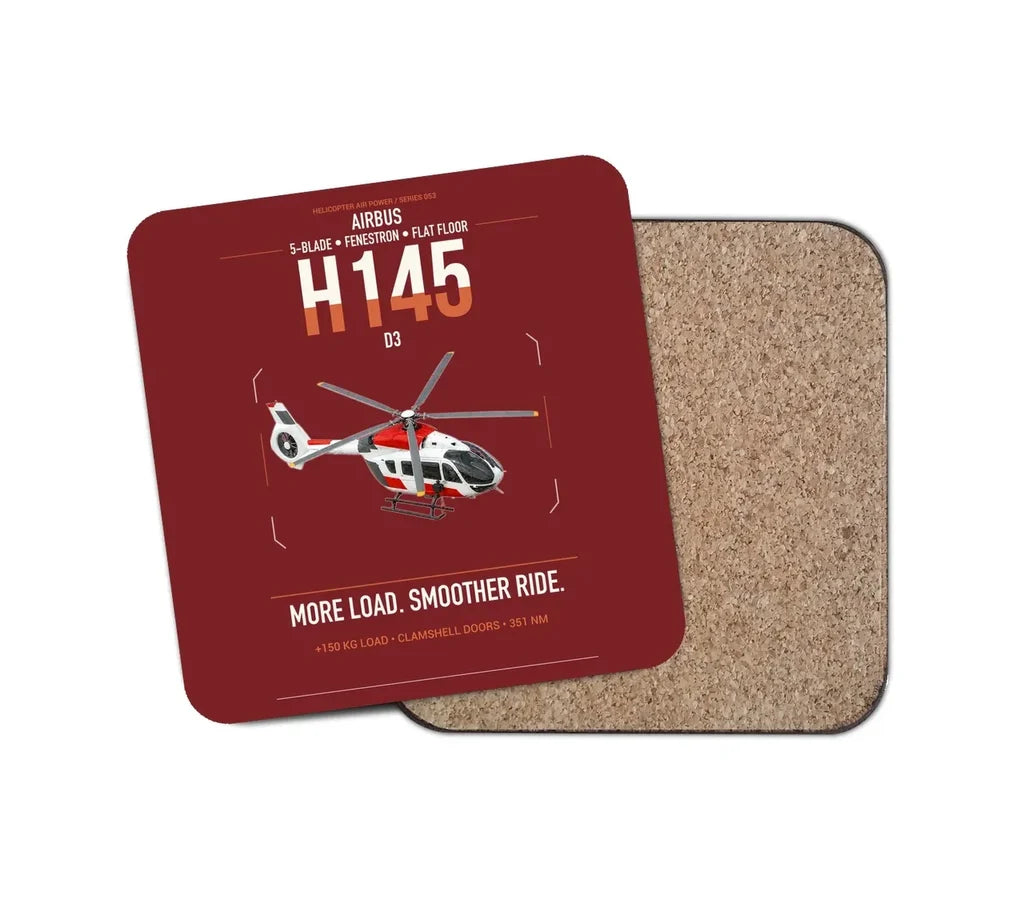Airbus H145 D3 design on dark red 1 piece coaster