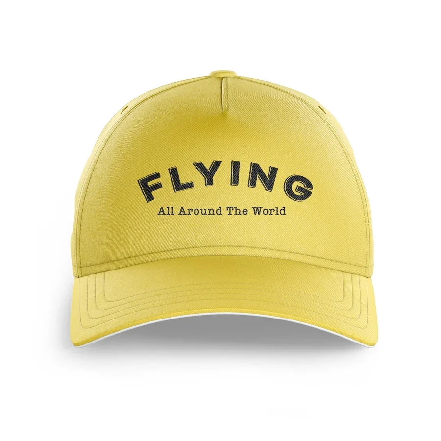 Flying All Around The World printed hat - yellow