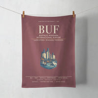 Thumbnail for Buffalo Niagara International Airport (BUF) design on dark red towel
