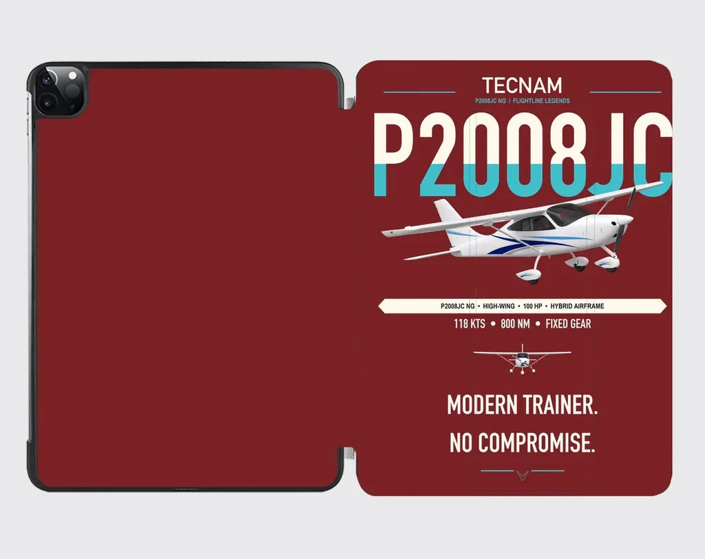 Tecnam P2008JC NG design on dark red ipad tablet case