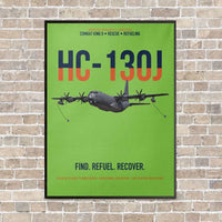Thumbnail for HC-130J COMBAT KING II vertical canvas print - framed - light green background