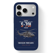 Thumbnail for Sikorsky S-70i FIREHAWK design on navy blue magsafe iphone case, for iPhone 17 Pro
