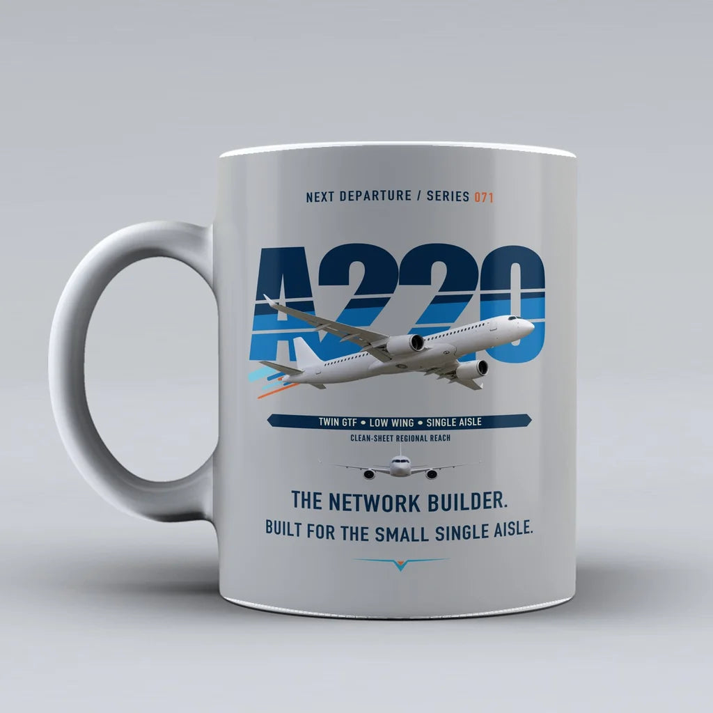 A220-300 Mug design on light gray airbus