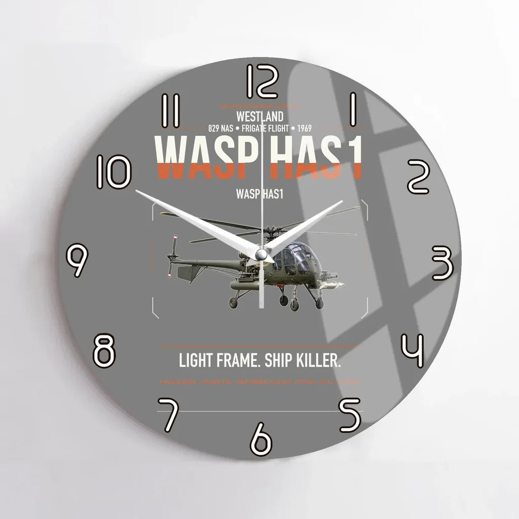 Westland Wasp HAS1 design on gray no frame wall clock
