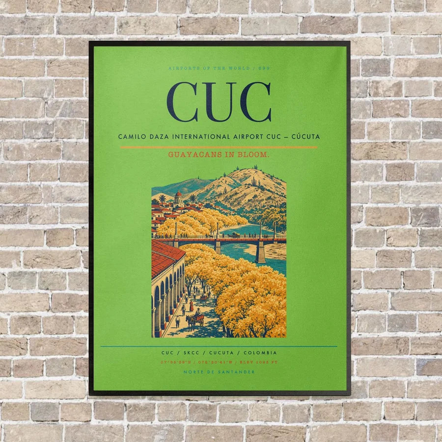 Camilo Daza International Airport CUC — Cúcuta vertical canvas print - framed - light green background