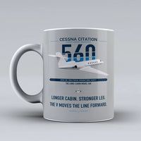 Thumbnail for Cessna Citation 560 - Citation V design on light gray ceramic mug, double-side print