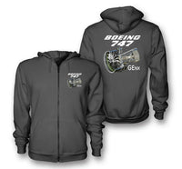 Thumbnail for Boeing 747 & GENX Engine Designed Zipped Hoodies - view 12