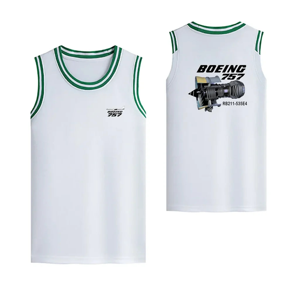 Boeing 757 & Rolls Royce Engine (RB211) Designed Basketball Style Sports Tank Tops - view 12