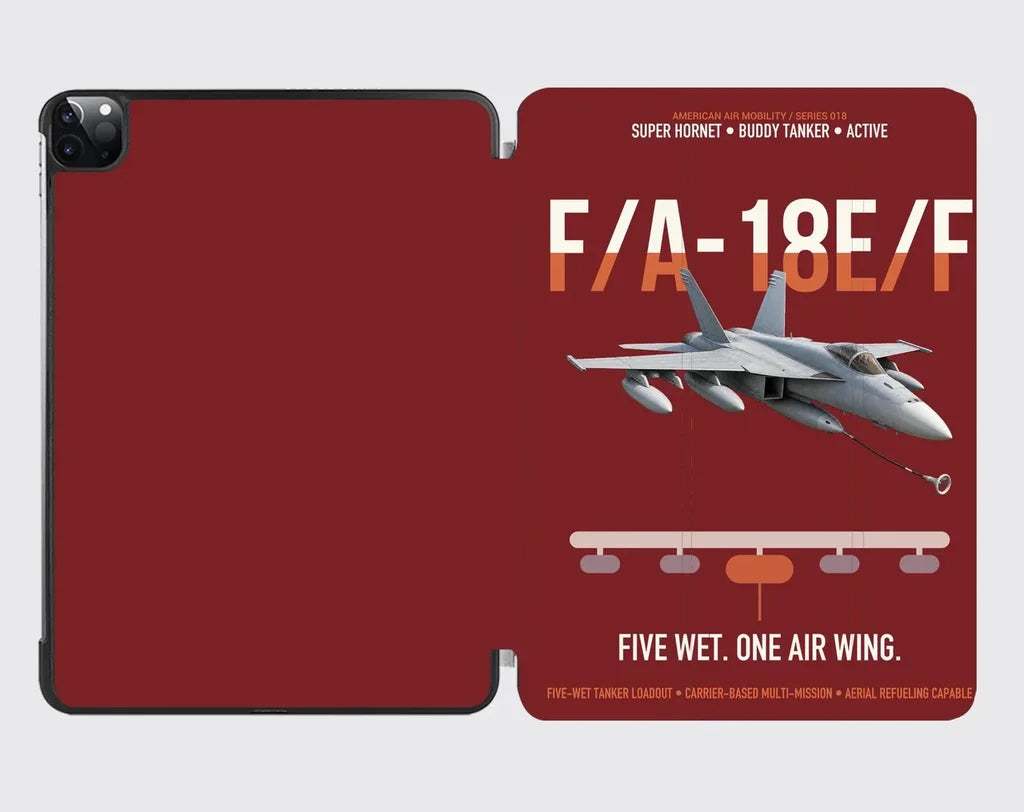 F A-18E F Buddy Tanker design on dark red ipad tablet case