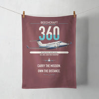 Thumbnail for Beechcraft King Air 360 design on dark red towel