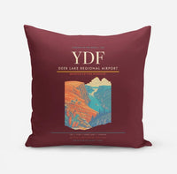 Thumbnail for Deer Lake Regional Airport (YDF) design on dark red pillow
