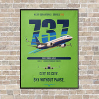 Thumbnail for Boeing 737 MAX 8 vertical canvas print - framed - light green background