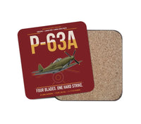 Thumbnail for P-63A Kingcobra design on dark red 1 piece coaster