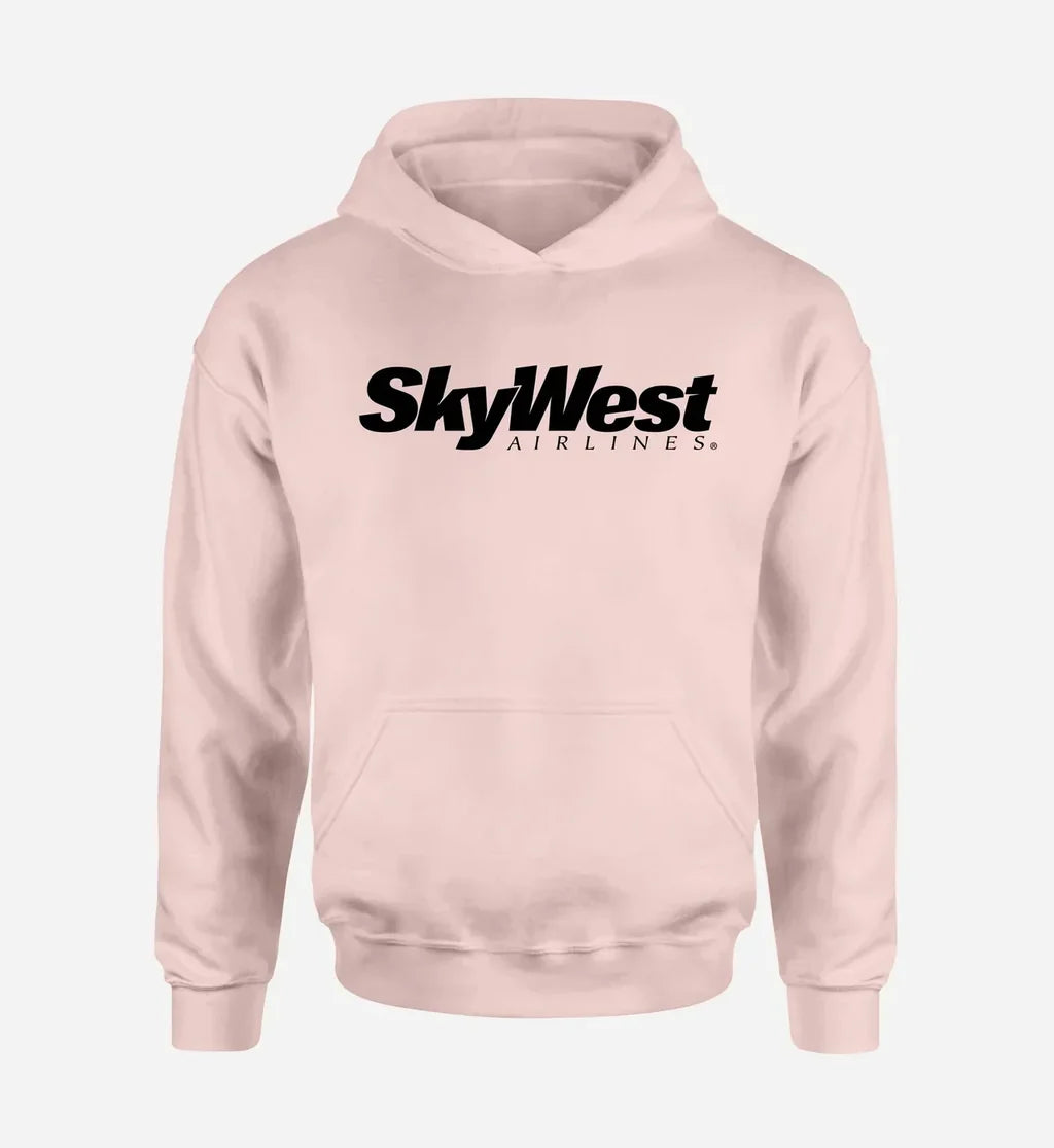 Skywest Airlines logo printed on pink hoodie