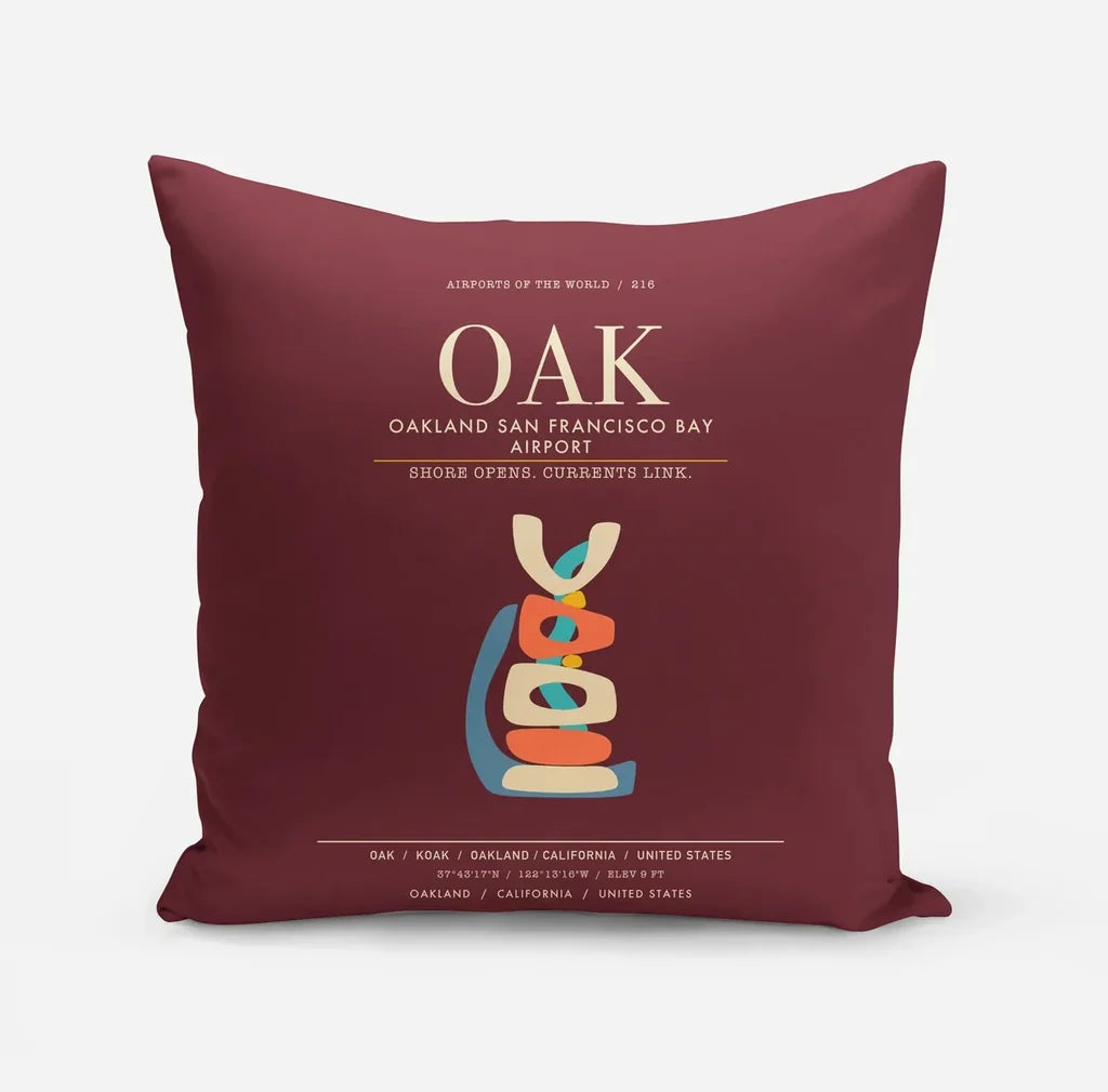 Oakland San Francisco Bay Airport OAK - Dark Red