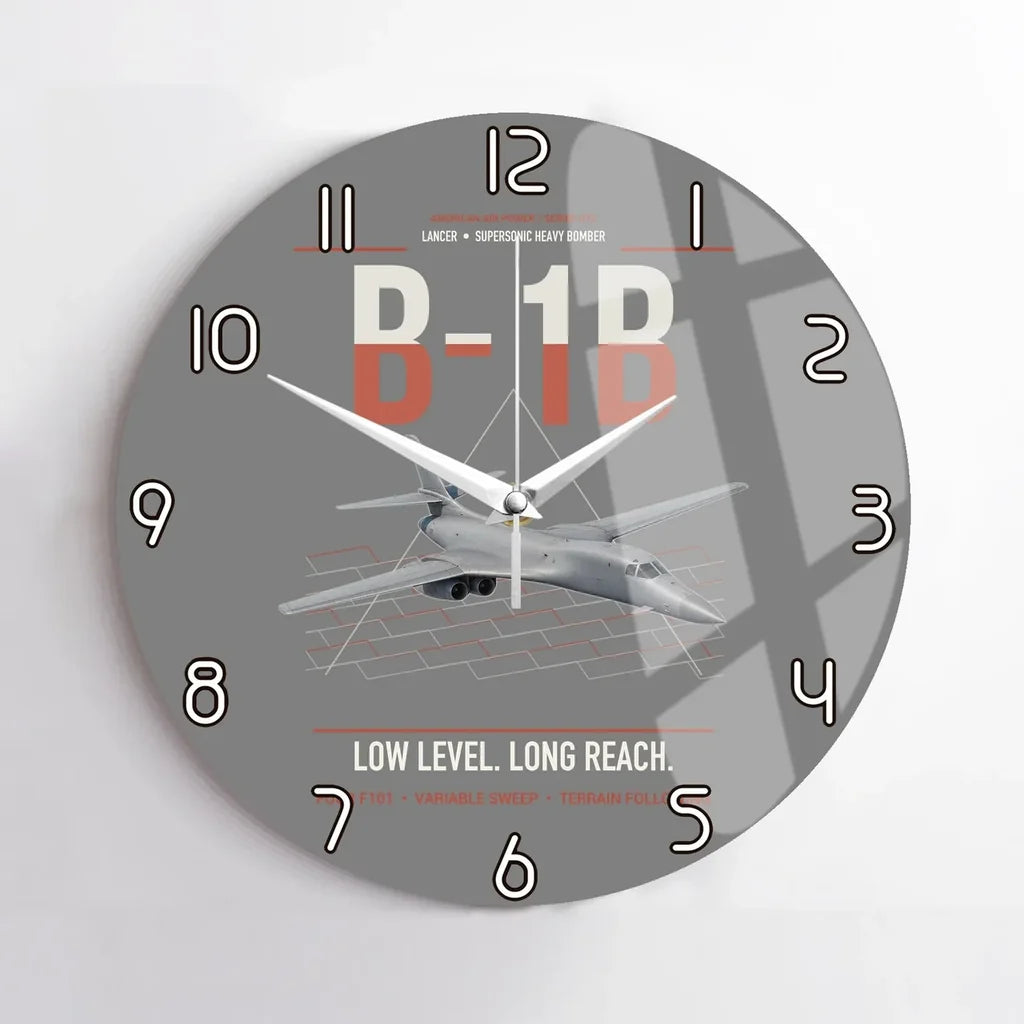 B-1B Lancer design on gray no frame wall clock