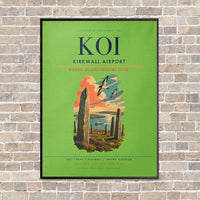 Thumbnail for Kirkwall Airport KOI vertical canvas print - framed - light green background