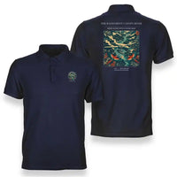 Thumbnail for VINTAGE G4403 - The Rainforest Canopy River - Double-Side Polo T-Shirt design on navyblue