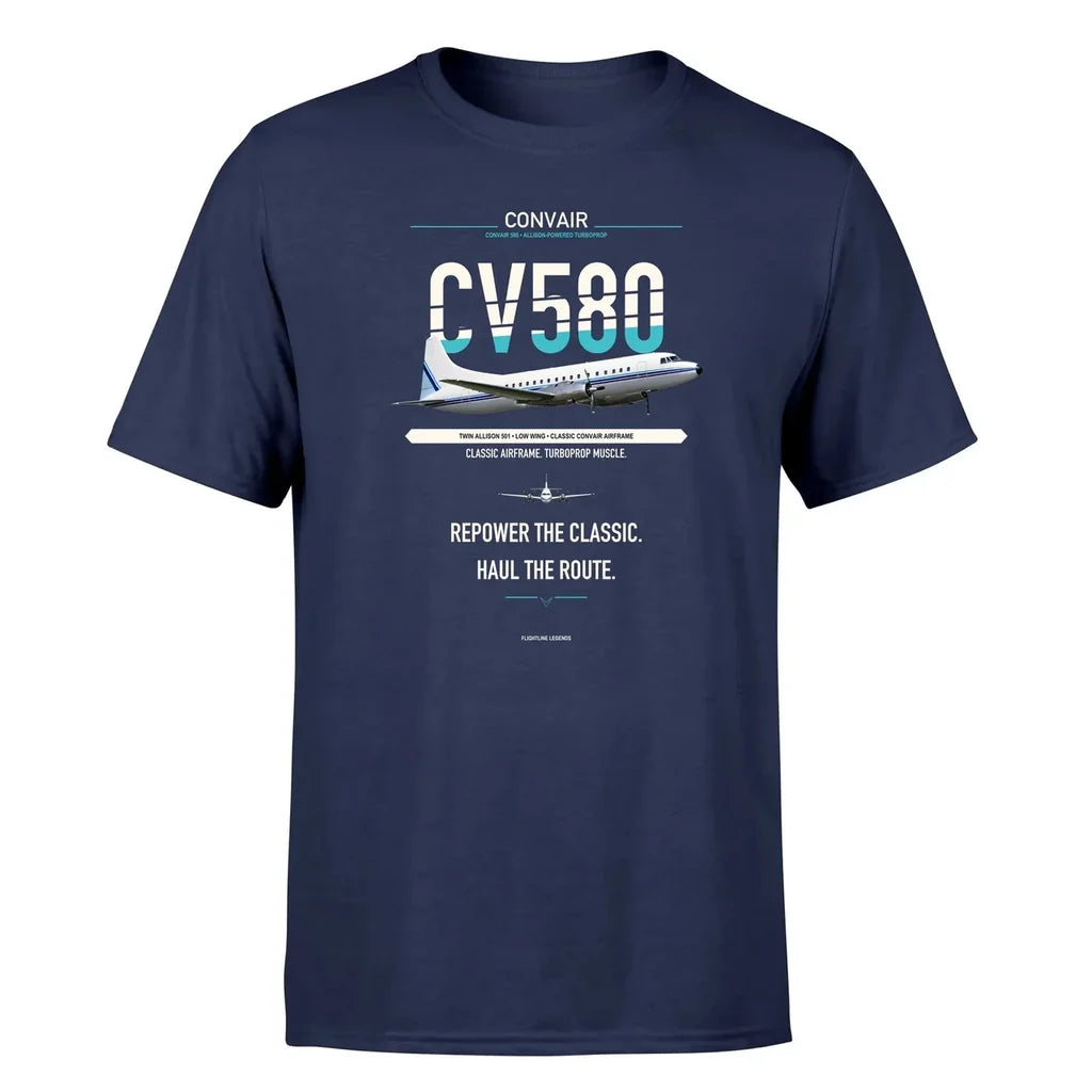 Convair 580 design on navy blue single side