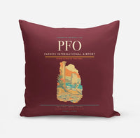 Thumbnail for Paphos International Airport (PFO) design on dark red pillow