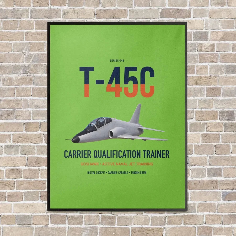 T-45C Goshawk vertical canvas print - framed - light green background