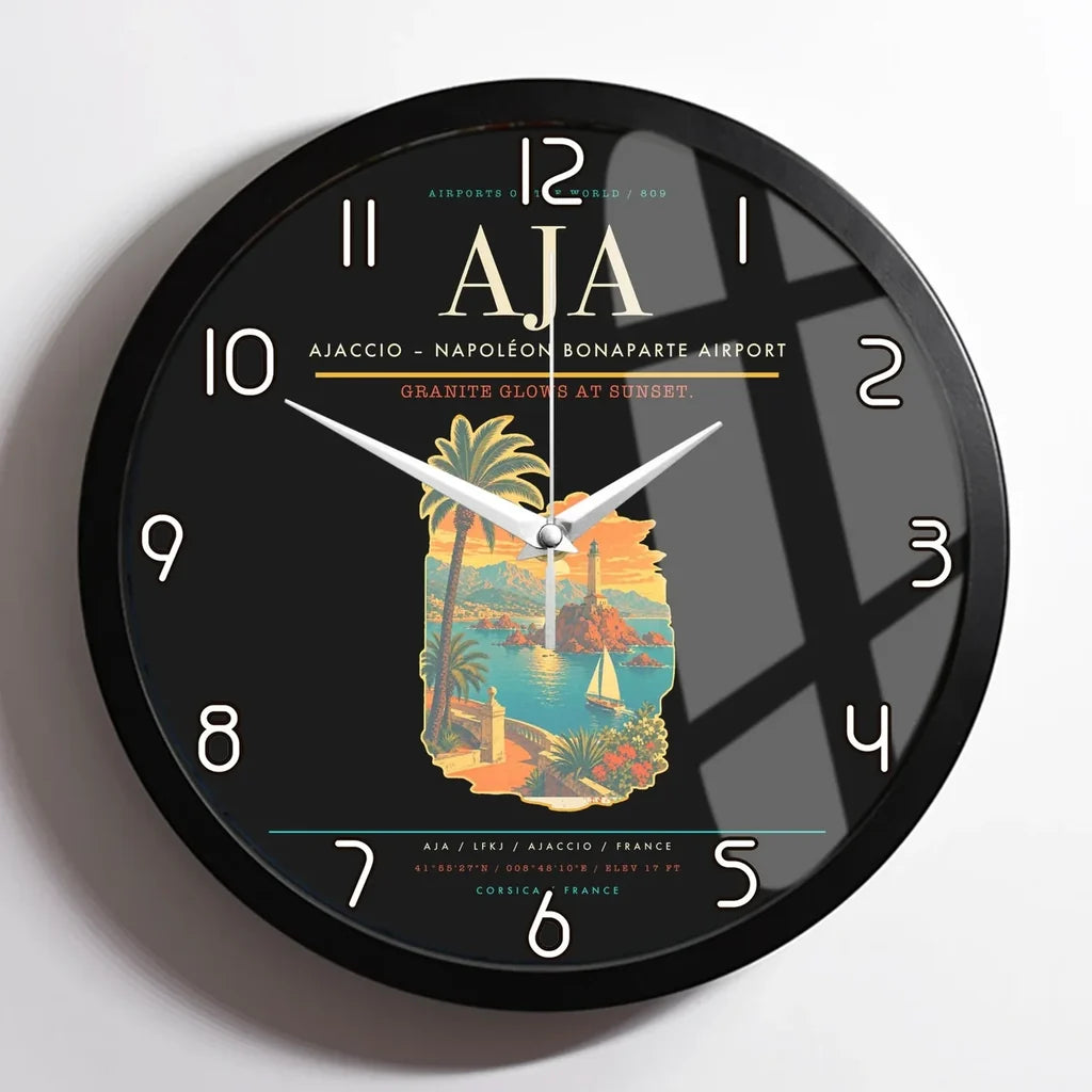 Ajaccio  Napoleon Bonaparte Airport AJA Wall-Clock Framed - Black