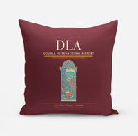 Thumbnail for Douala International Airport (DLA) design on dark red pillow