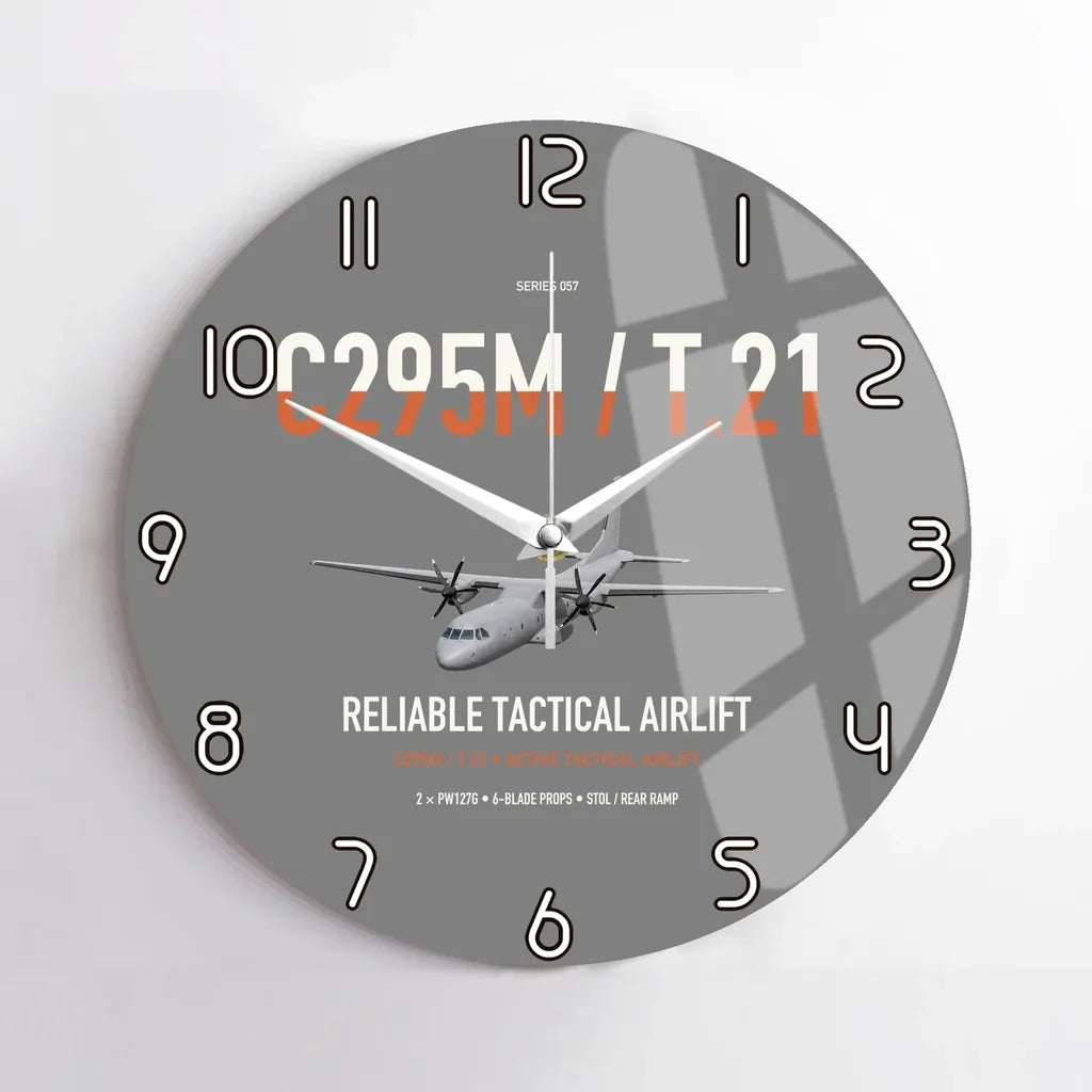 Airbus C295M T.21 design on gray no frame wall clock