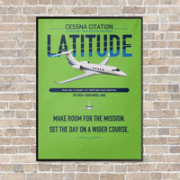 Thumbnail for Cessna Citation Latitude vertical canvas print - framed - light green background