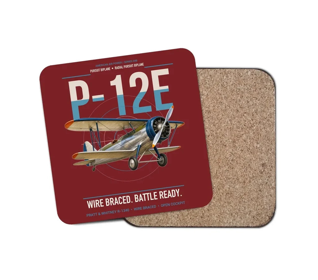 Boeing P-12E design on dark red 1 piece coaster