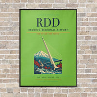 Thumbnail for Redding Regional Airport RDD vertical canvas print - framed - light green background