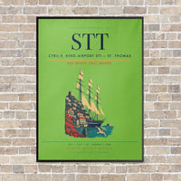 Thumbnail for Cyril E. King Airport STT — St. Thomas vertical canvas print - framed - light green background