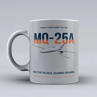 Thumbnail for MQ-25A STINGRAY design on light gray ceramic mug, double-side print