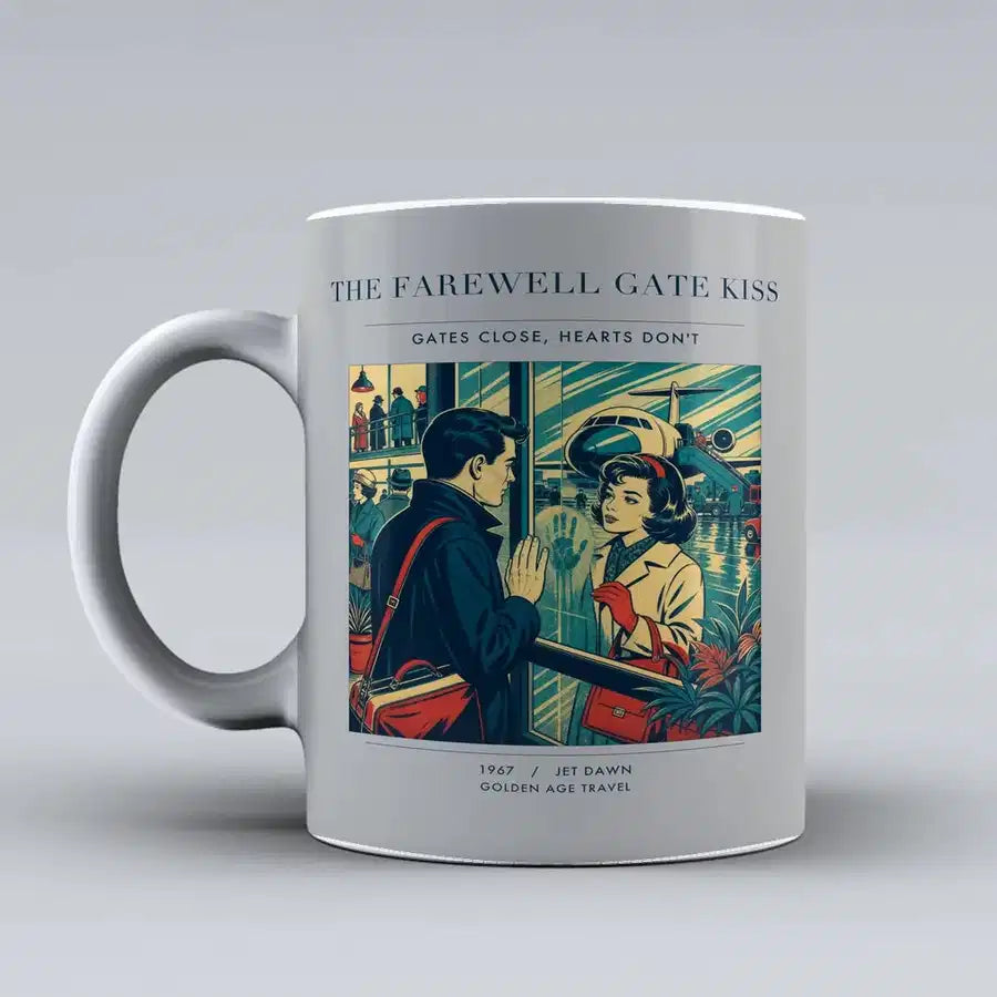 VINTAGE G4380 - The Farewell Gate Kiss - Ceramic Mug design on lightgray