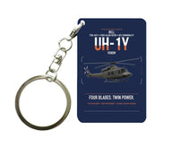 Thumbnail for Bell UH-1Y Venom design on navy blue designed key chain, double-side print