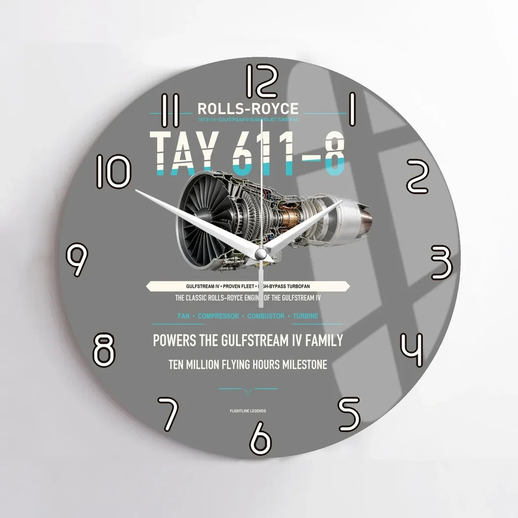TAY 611-8 design on gray no frame wall clock