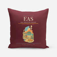 Thumbnail for San Sebastián Airport (EAS) design on dark red pillow