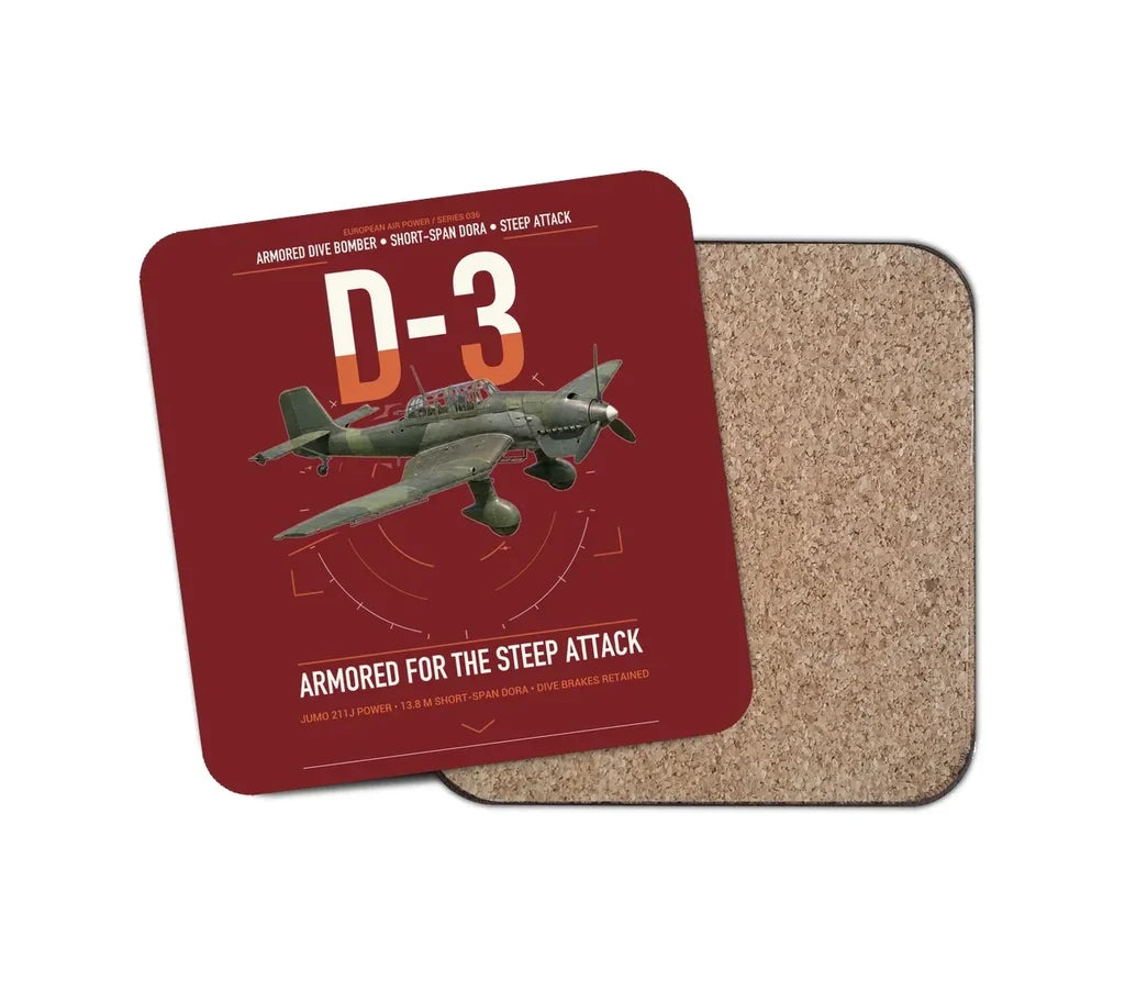 Junkers Ju 87D-3 design on dark red 1 piece coaster