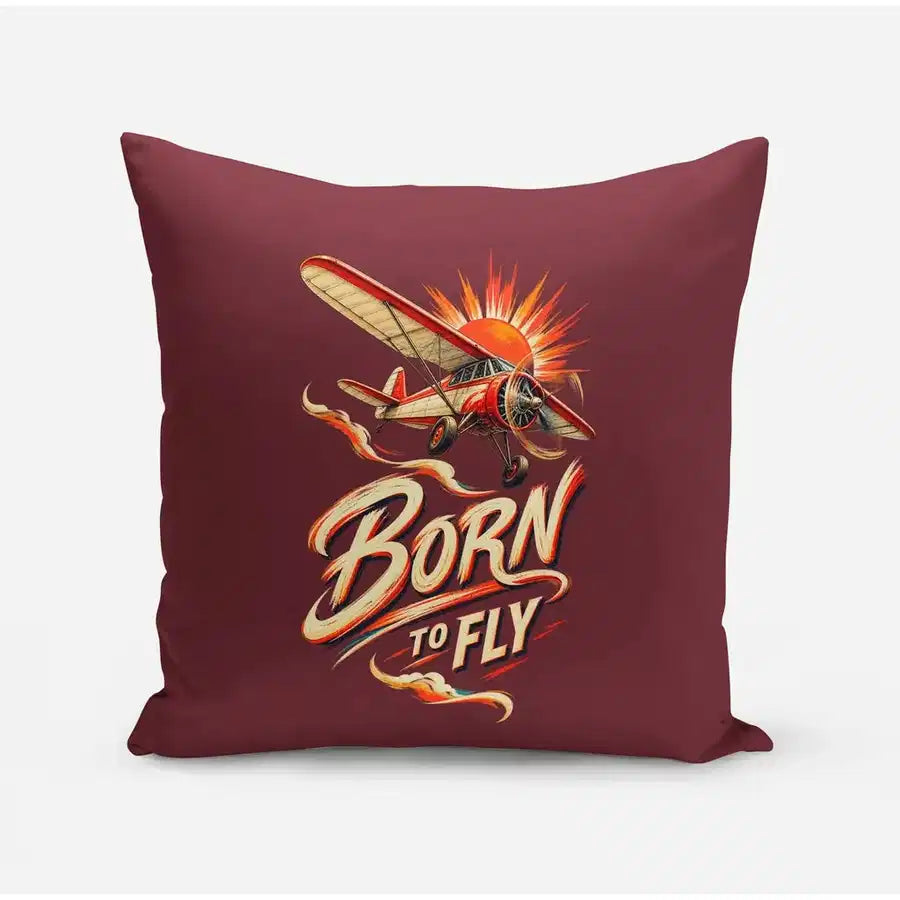 Born To Fly V2 design on dark red pillow