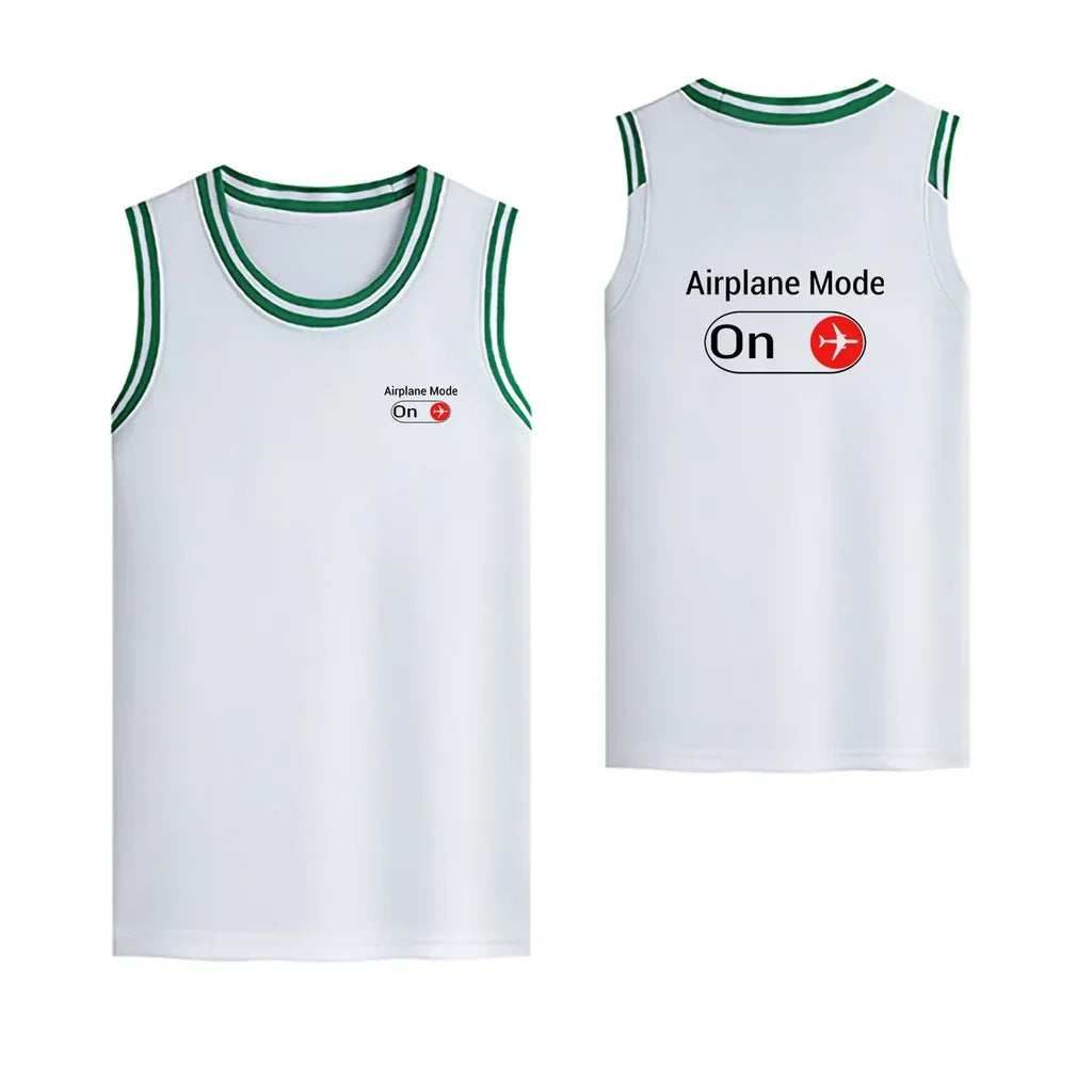 Airplane Mode On Designed Basketball Style Sports Tank Tops - view 12