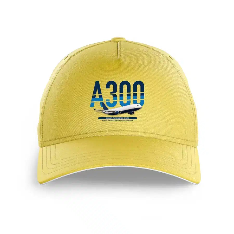 Airbus A300-600F design on yellow printed hat